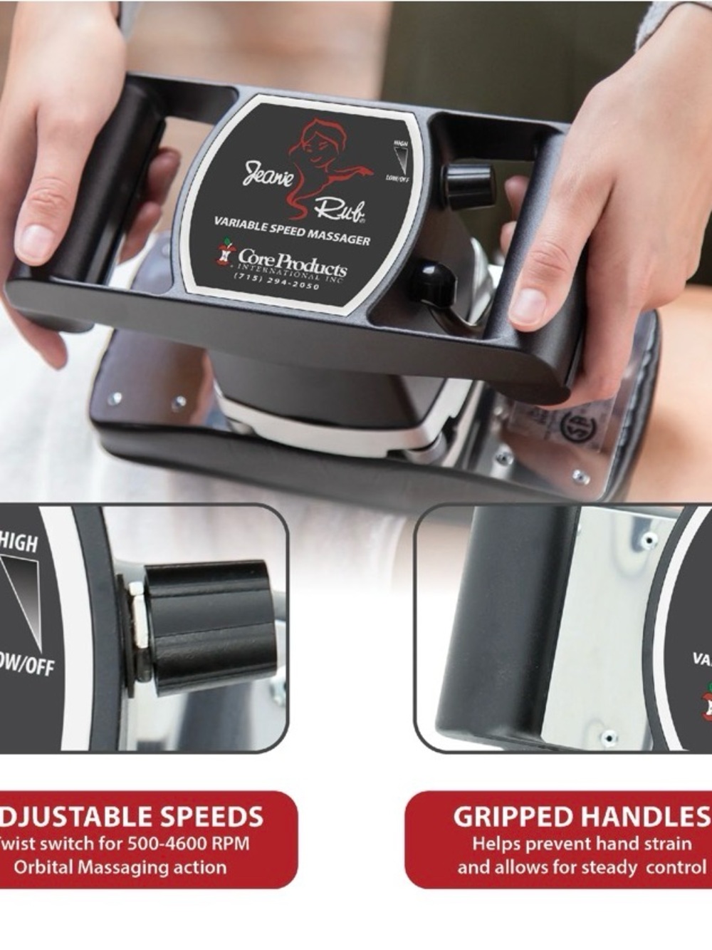 Jeanie Rub Variable Speed Massager - Black - Picture 5 of 12